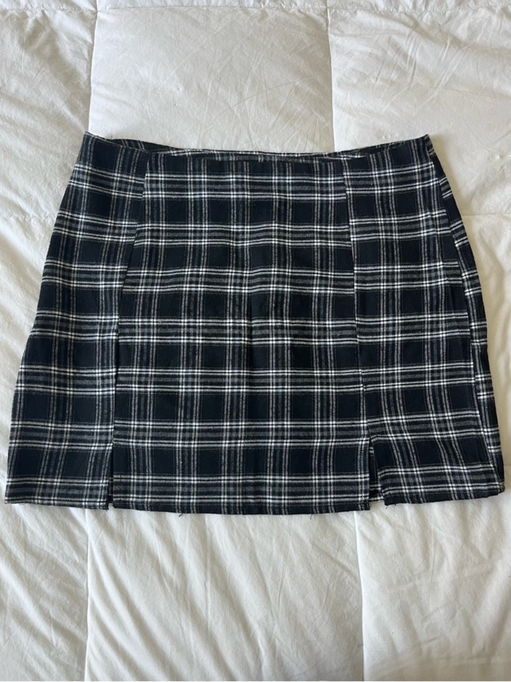 Black and White Plaid Mini Skirt - Classic A-Line